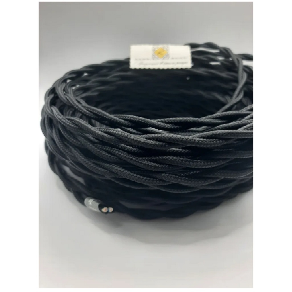 Провод витой Bironi B1-425-73-20 бытовой ПУГВнг-LS, 2х2.5 кв.мм, декоративный, черный матовый, длина 20 метров