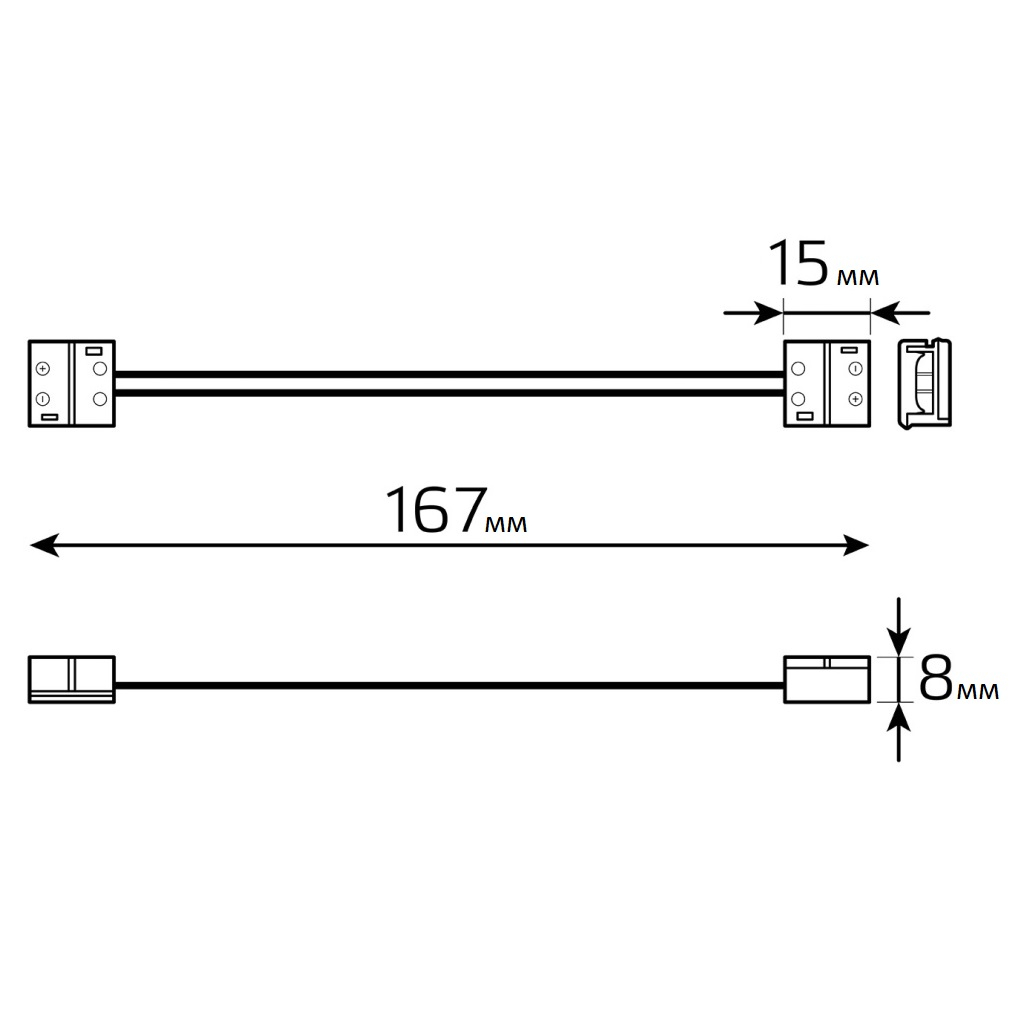 Набор коннекторов Gauss Basic DC 12/24В BT435, для LED ленты шириной 8 мм, тип диодов 3528/3014/283, IP65, 2 шт