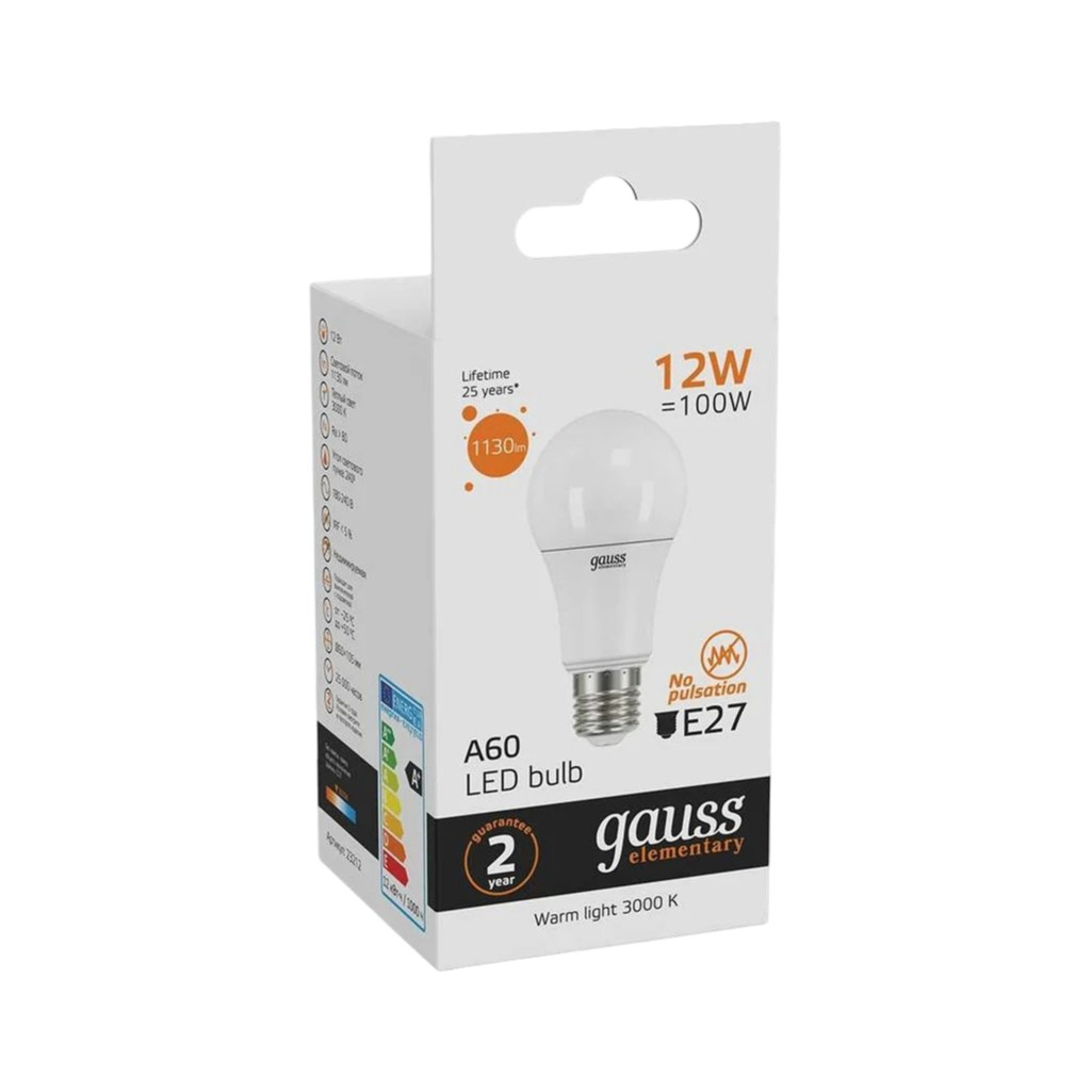 Лампа Gauss Elementary LED ЛОН Е27 12W 2700K 23212