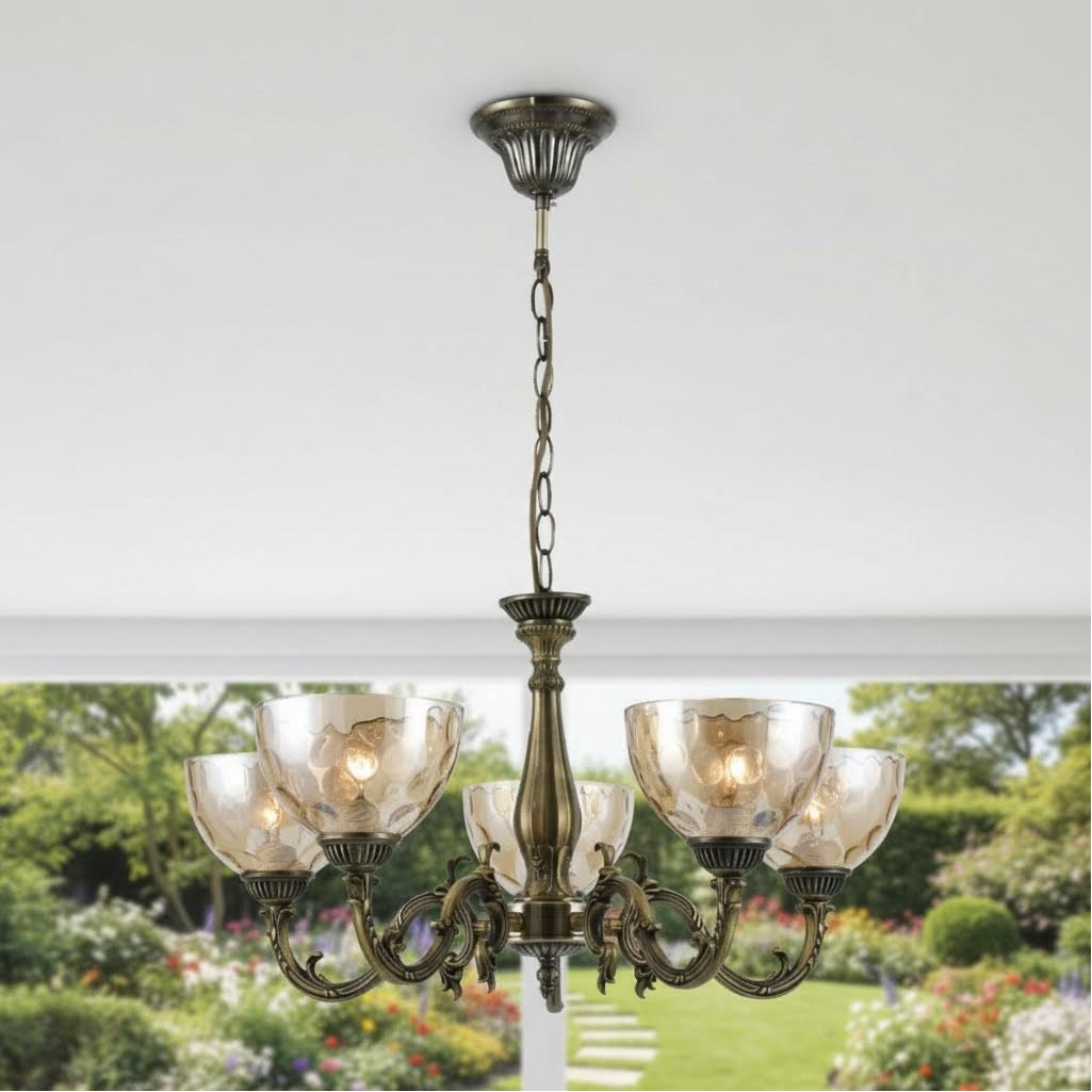 Люстра Reluce 04447-0.4-05, 5 ламп, E27, 200 Вт, стекло, до 10 кв.м