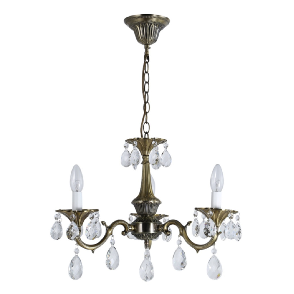 Люстра Reluce 09347-0.4-03, 3 лампы, E14, 120 Вт, хрусталь, до 6 кв.м