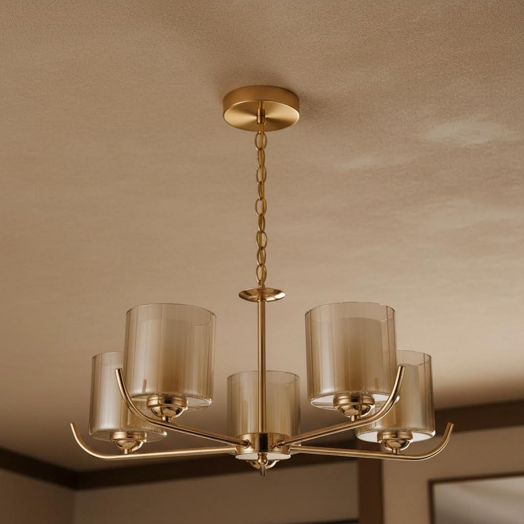 Люстра Reluce 09470-0.4-05, 5 ламп, E27, 200 Вт, стекло, до 30 кв.м