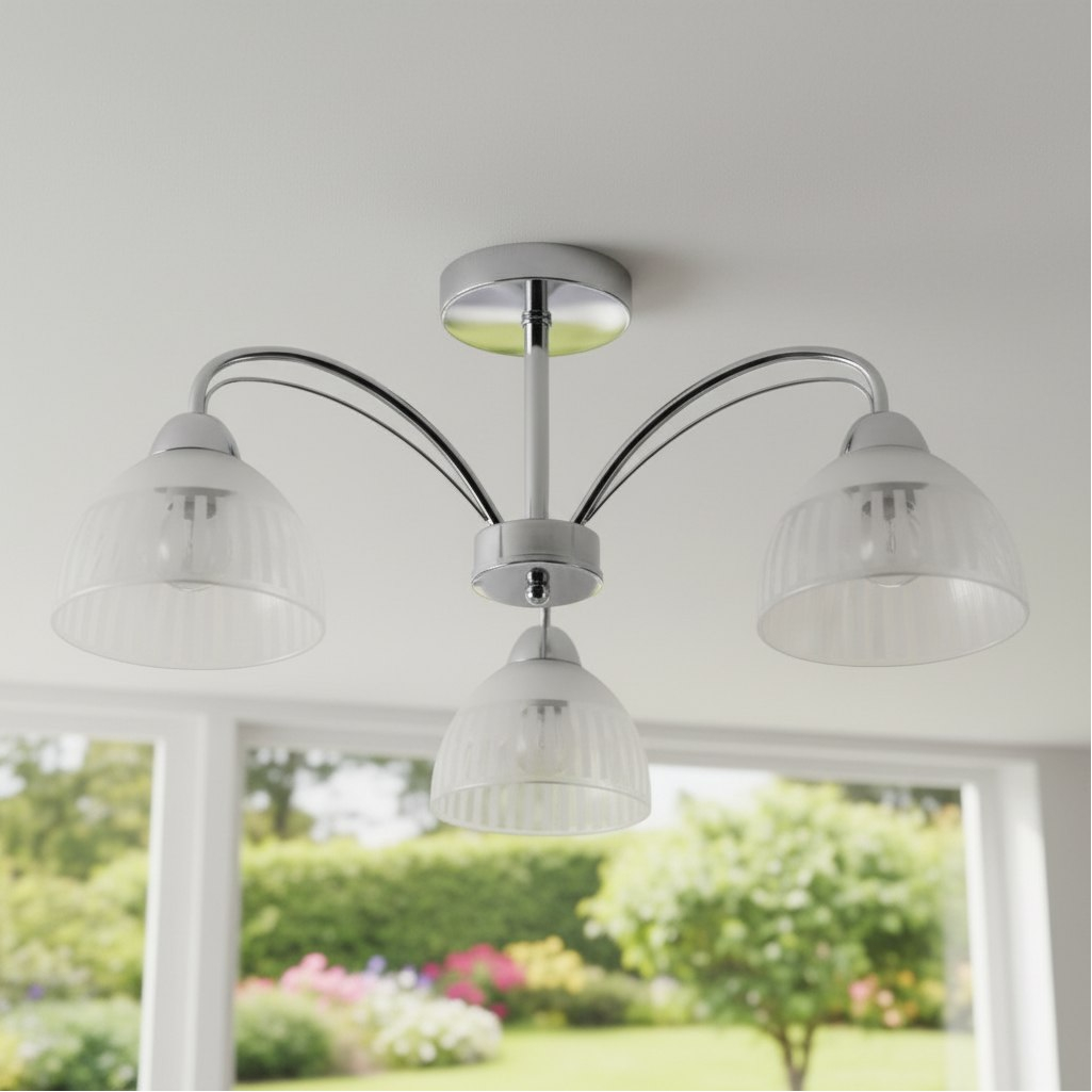 Люстра Reluce 52410-0.3-03 CR, 3 лампы, E27, 180 Вт, стекло, до 18 кв.м