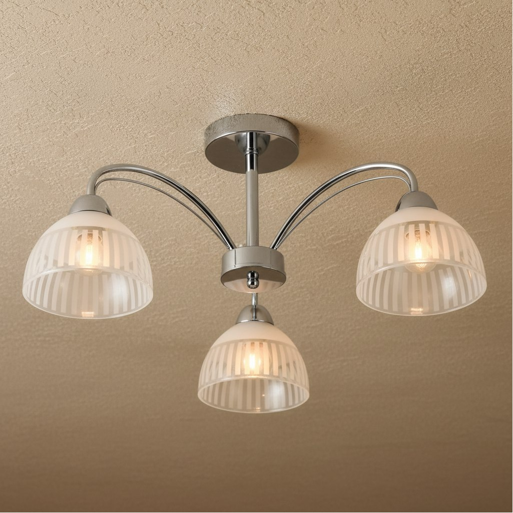 Люстра Reluce 52410-0.3-03 CR, 3 лампы, E27, 180 Вт, стекло, до 18 кв.м