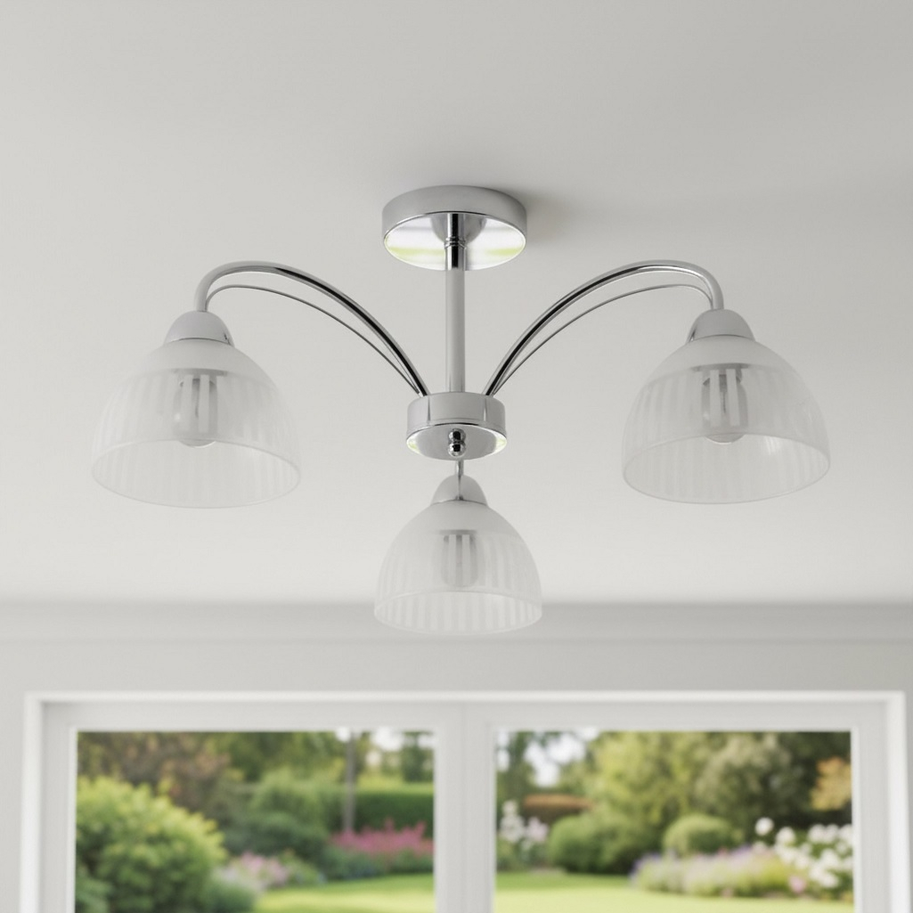 Люстра Reluce 52410-0.3-03 CR, 3 лампы, E27, 180 Вт, стекло, до 18 кв.м