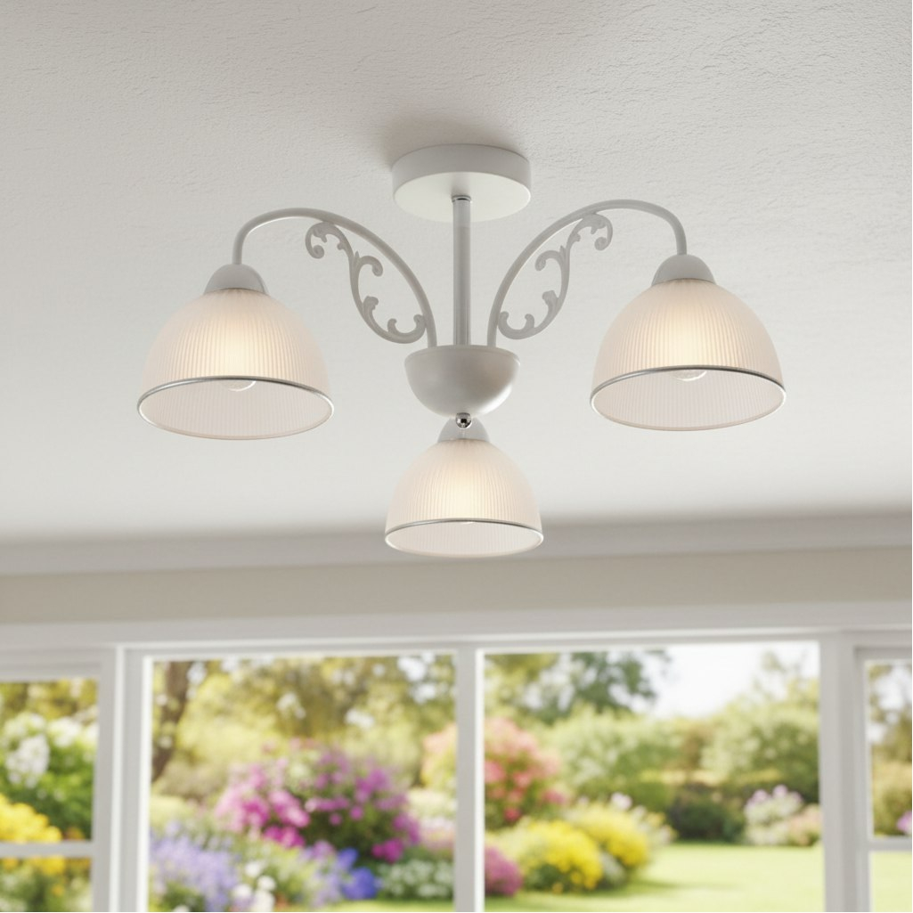 Люстра Reluce 62410-0.3-03 WH+CR, 3 лампы, E27, 180 Вт, стекло, до 18 кв.м