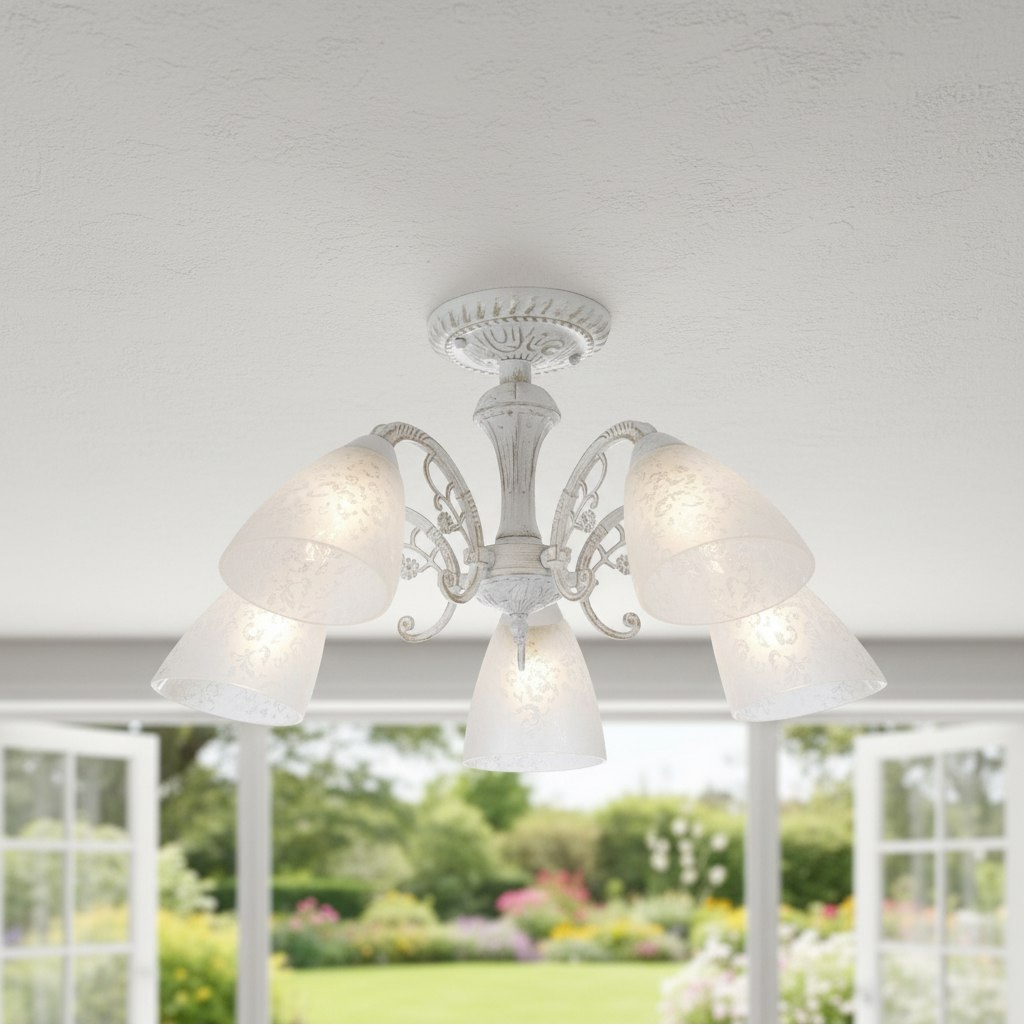 Люстра Reluce 74430-0.3-05, 5 ламп, E27, 200 Вт, стекло, до 10 кв.м