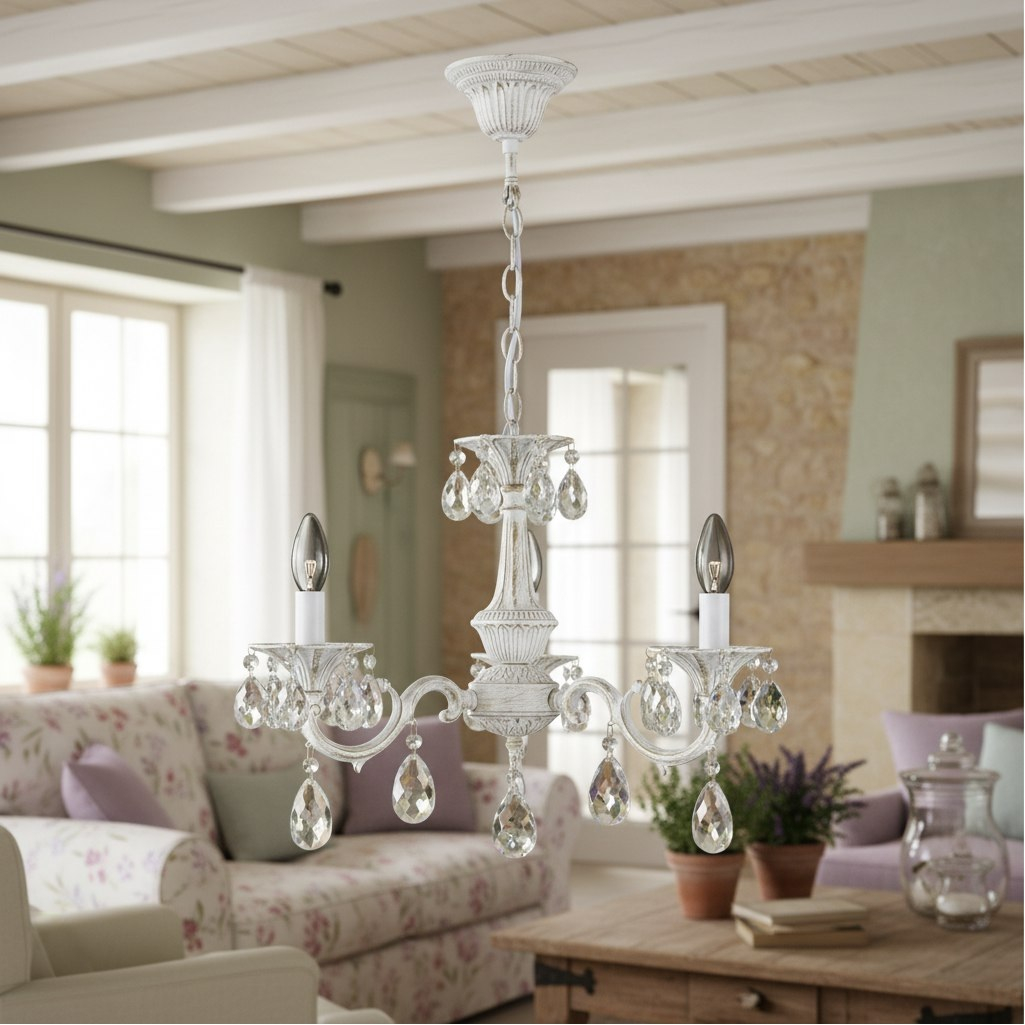 Люстра Reluce 89347-0.4-03, 3 лампы, E14, 120 Вт, хрусталь, до 18 кв.м