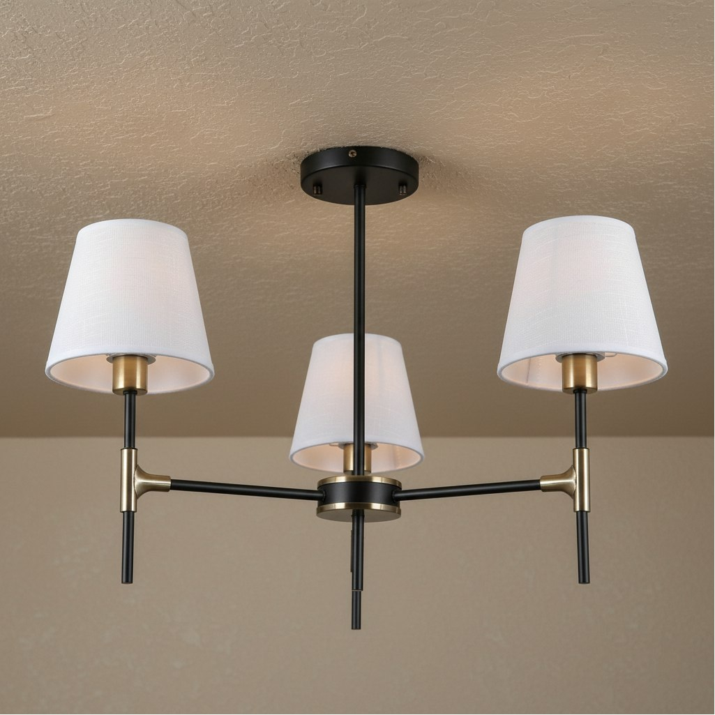 Люстра Illumico IL0185-3CSQ-24 BK AB CASTOR, 3 лампы, E14, 120 Вт, текстиль, до 18 кв.м