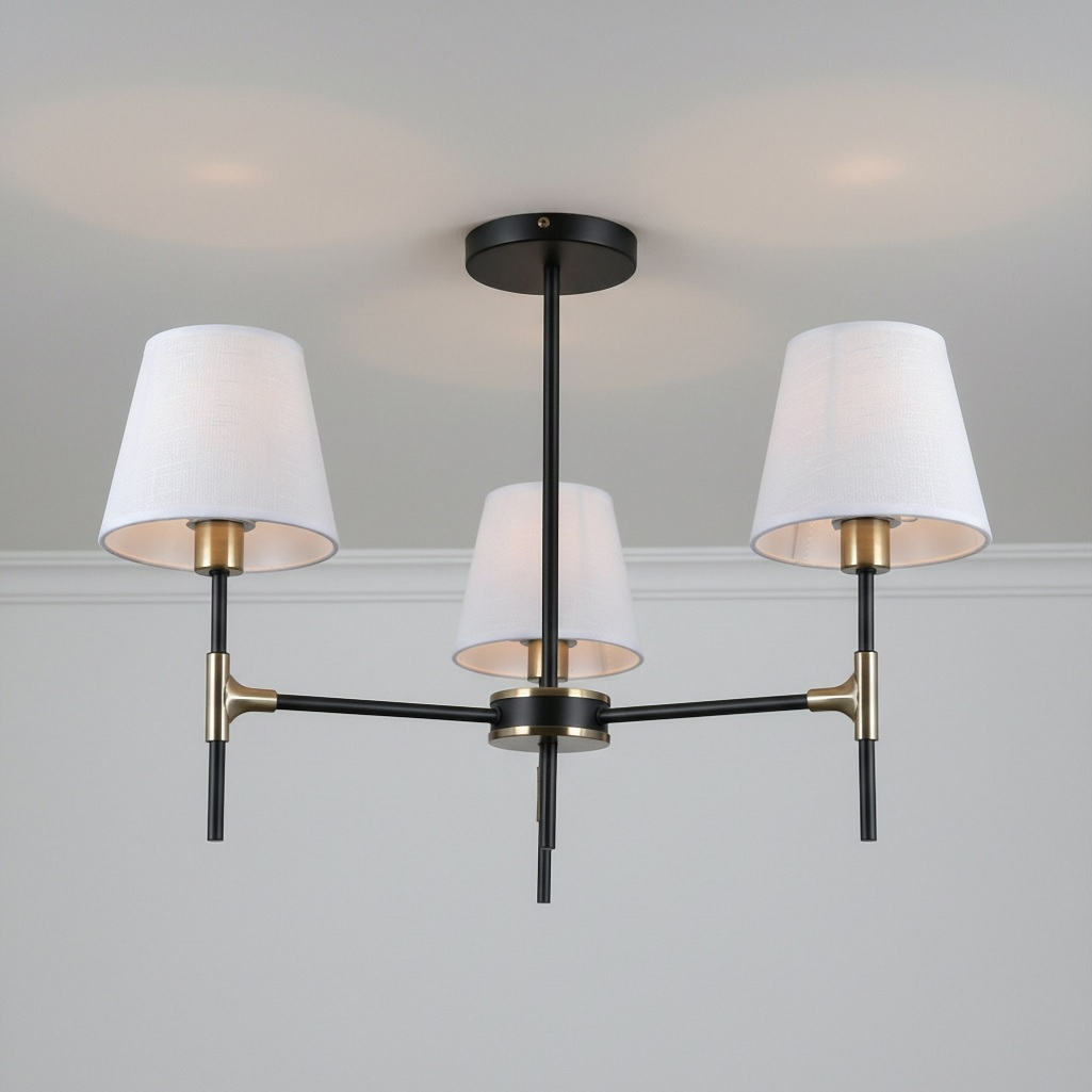 Люстра Illumico IL0185-3CSQ-24 BK AB CASTOR, 3 лампы, E14, 120 Вт, текстиль, до 18 кв.м