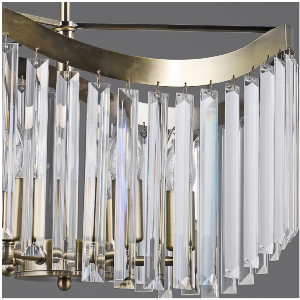 Люстра Illumico IL3475-6PSQ-25AB ELITE, 6 ламп, E14, 200 Вт, хрусталь, до 12 кв.м