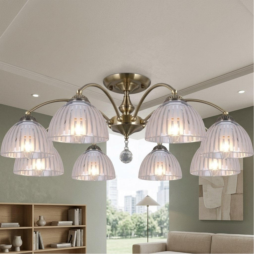 Люстра Illumico IL0564-8CSQ-25AB ELITE, 8 ламп, E27, 320 Вт, стекло, до 16 кв.м