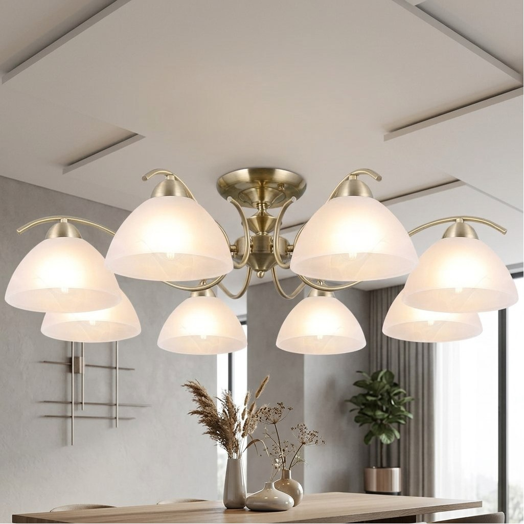 Люстра Illumico IL0905-8CSQ-26 AB ELITE, 8 ламп, E27, 320 Вт, стекло, до 40 кв.м