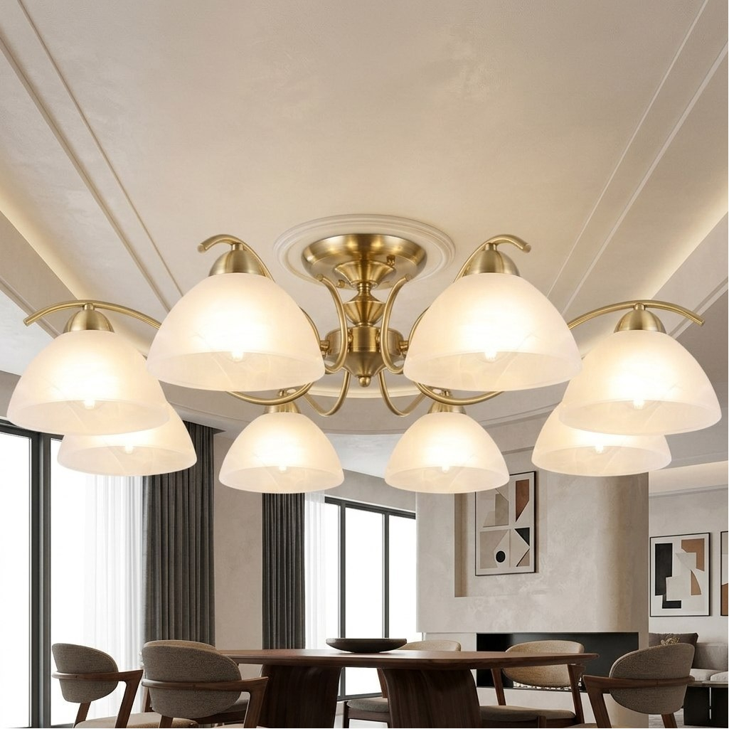 Люстра Illumico IL0905-8CSQ-26 AB ELITE, 8 ламп, E27, 320 Вт, стекло, до 40 кв.м