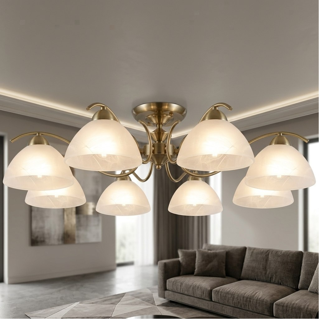 Люстра Illumico IL0905-8CSQ-26 AB ELITE, 8 ламп, E27, 320 Вт, стекло, до 40 кв.м