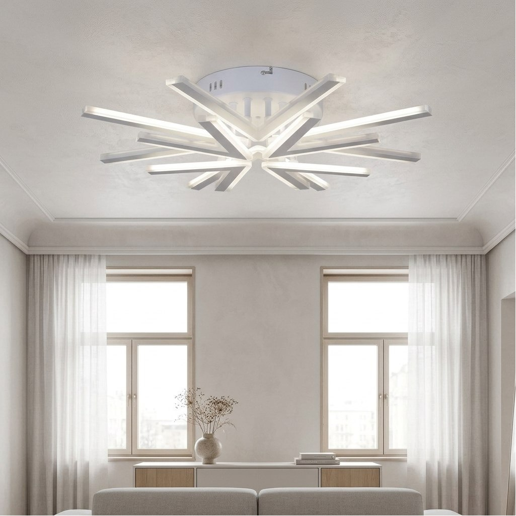 Люстра Reluce 09824-3.3-4+4 WH, 8 ламп, LED, 104 Вт, металл, до 18 кв.м