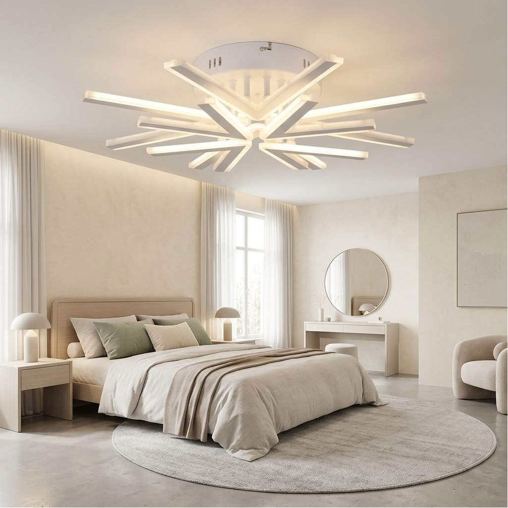 Люстра Reluce 09824-3.3-4+4 WH, 8 ламп, LED, 104 Вт, металл, до 18 кв.м