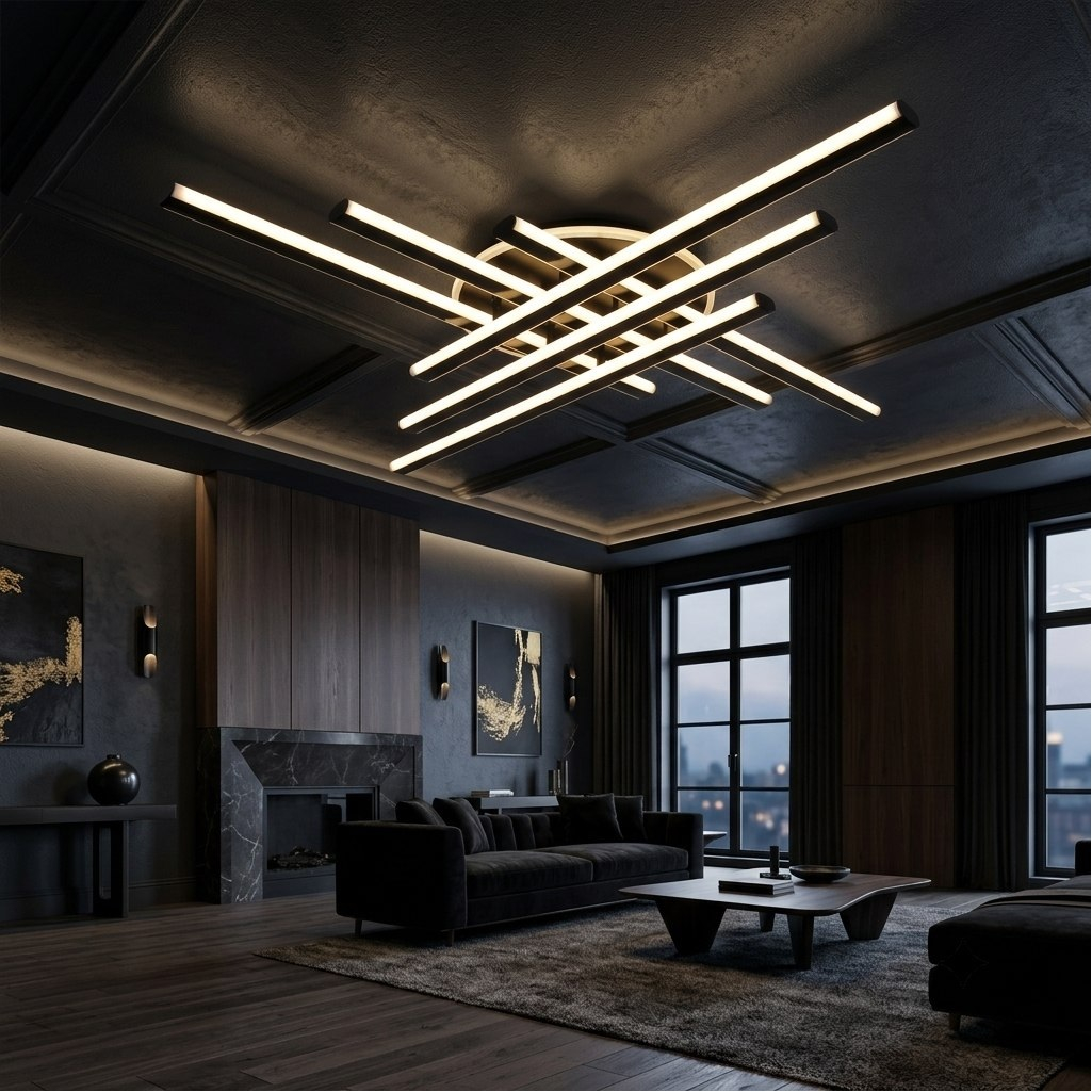 Люстра Reluce 42107-0.3-6+1 BK, LED, 150 Вт, пластик, до 28 кв.м