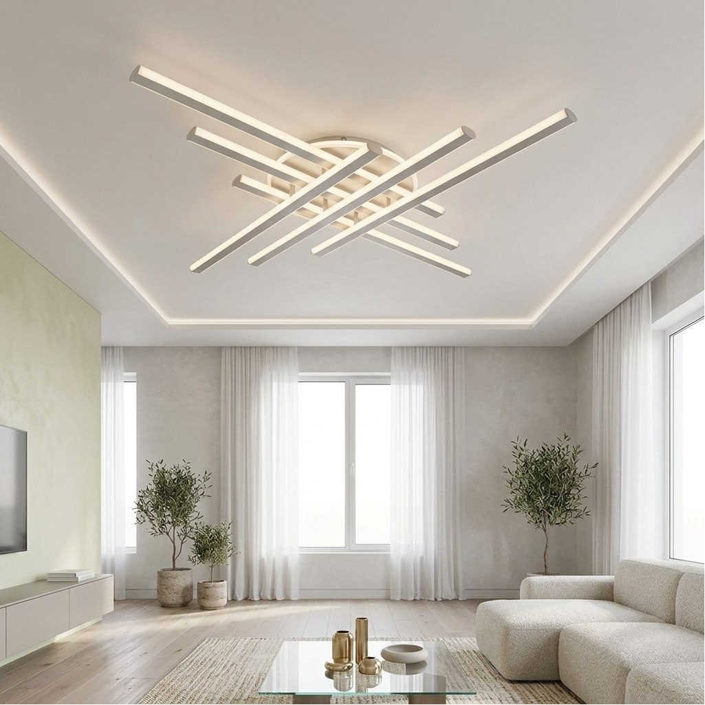 Люстра Reluce 42107-0.3-6+1 WT, 7 ламп, LED, 150 Вт, пластик, до 28 кв.м