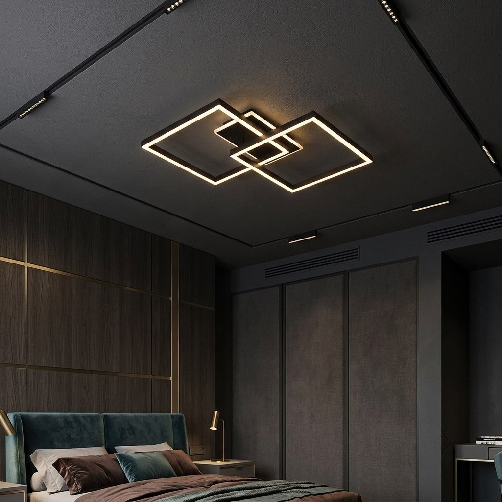 Люстра Reluce 60455-0.3-2+1L BK, LED, 79 Вт, металл, до 14 кв.м