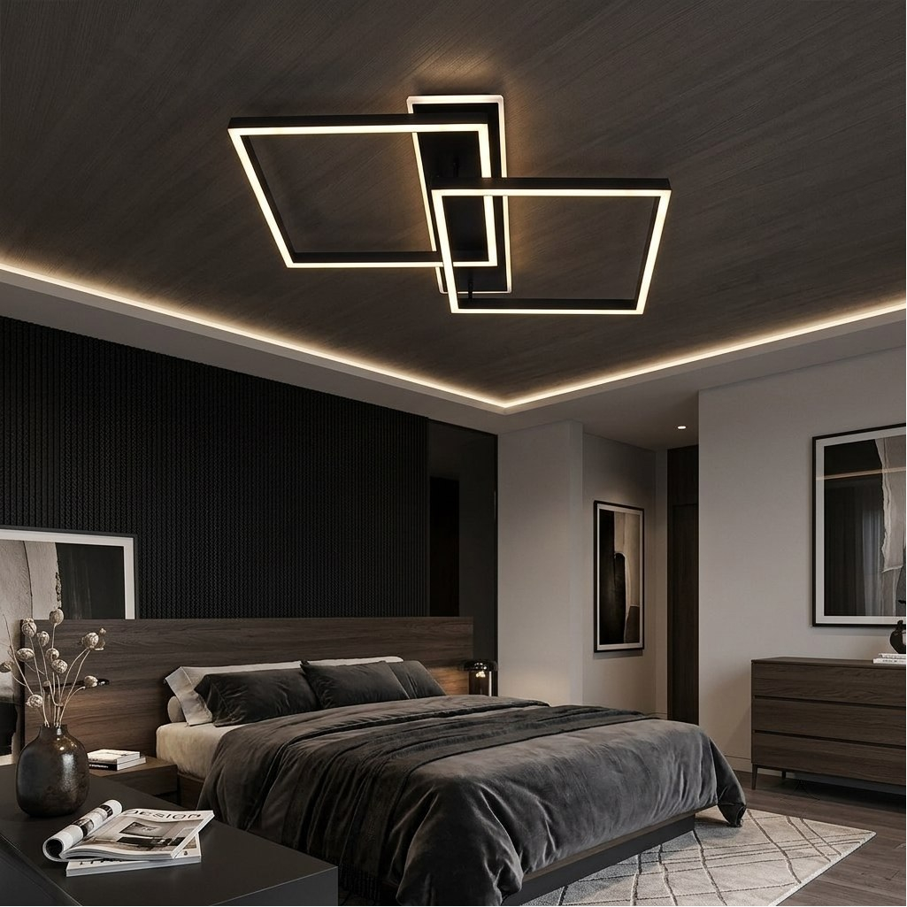 Люстра Reluce 60455-0.3-2+1L BK, LED, 79 Вт, металл, до 14 кв.м