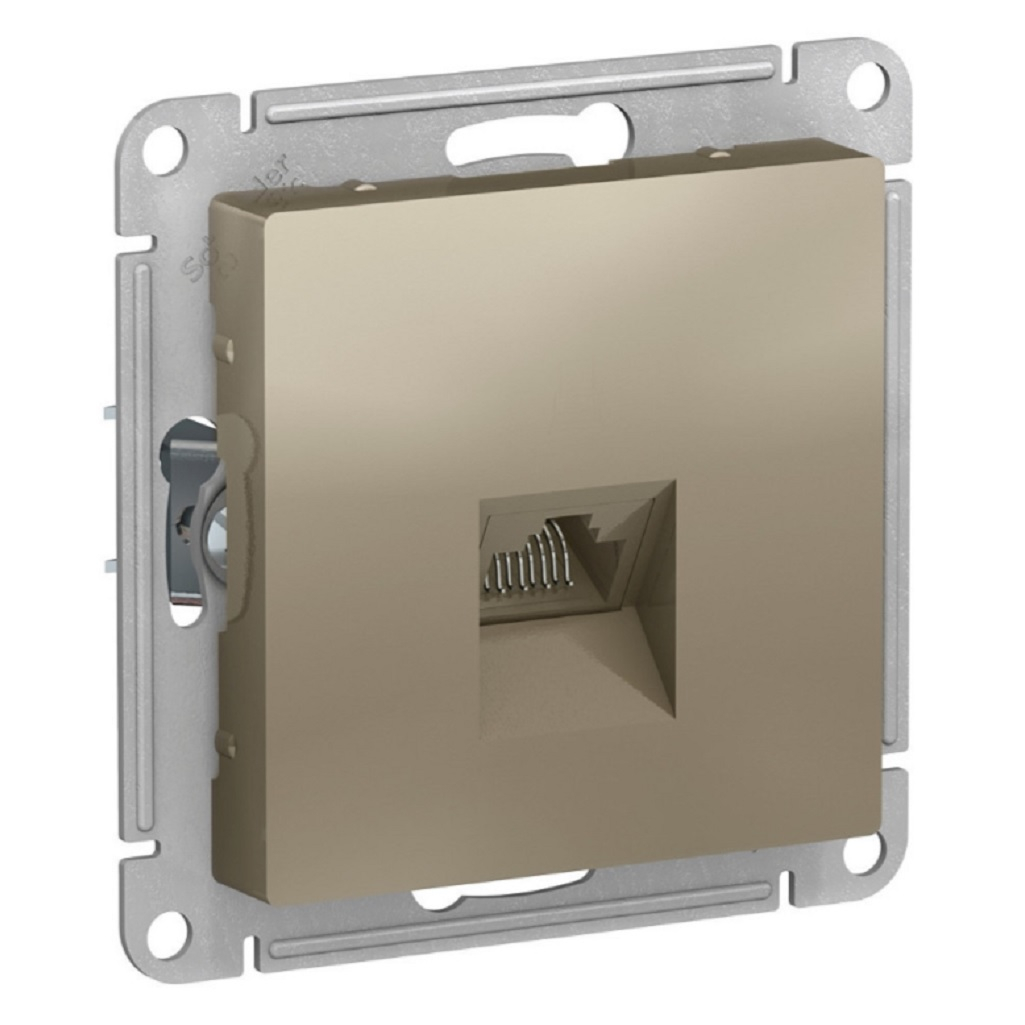 Розетка компьютерная Systeme Electric AtlasDesign ATN000583 RJ45 5Е, встраиваемая, шампань