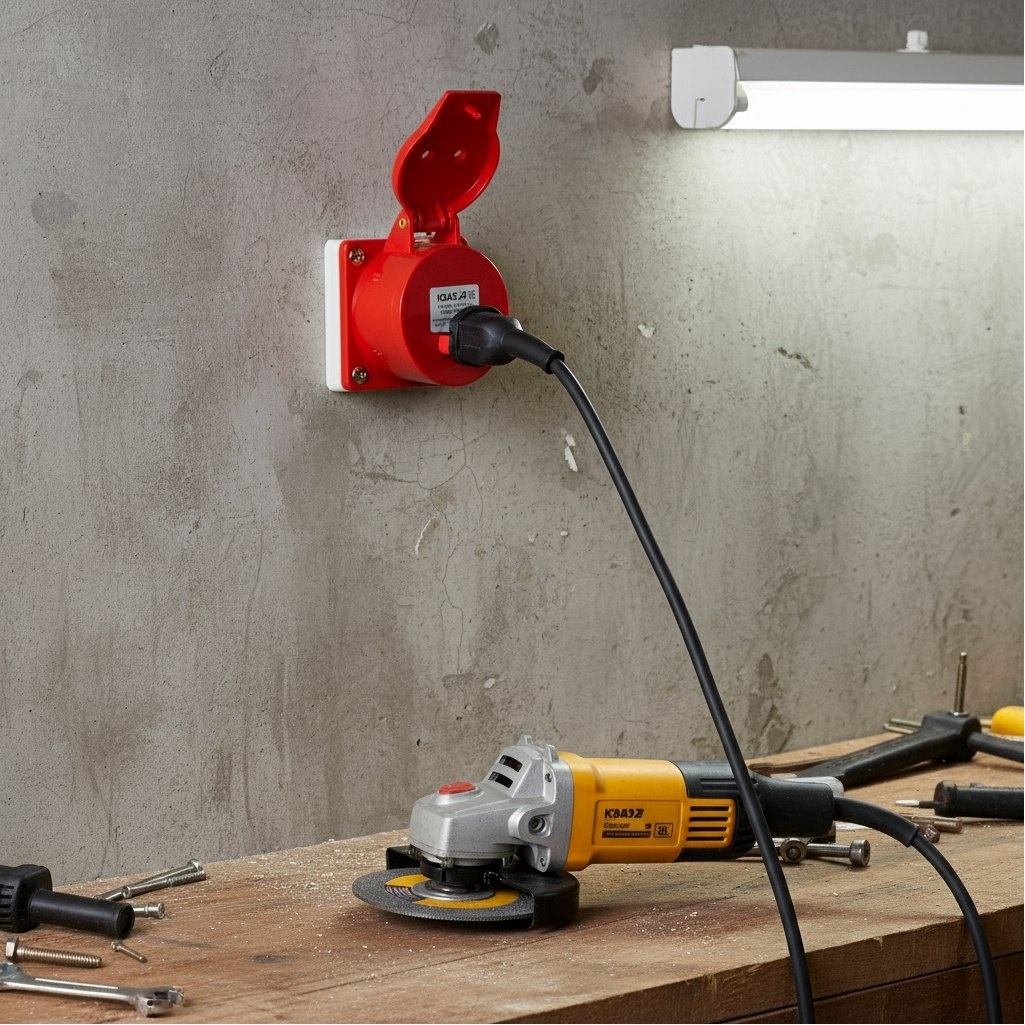 Розетка кабельная КЭАЗ 222756, 124-32А-6h-380AC-3P+PE-IP44, на поверхность, красная