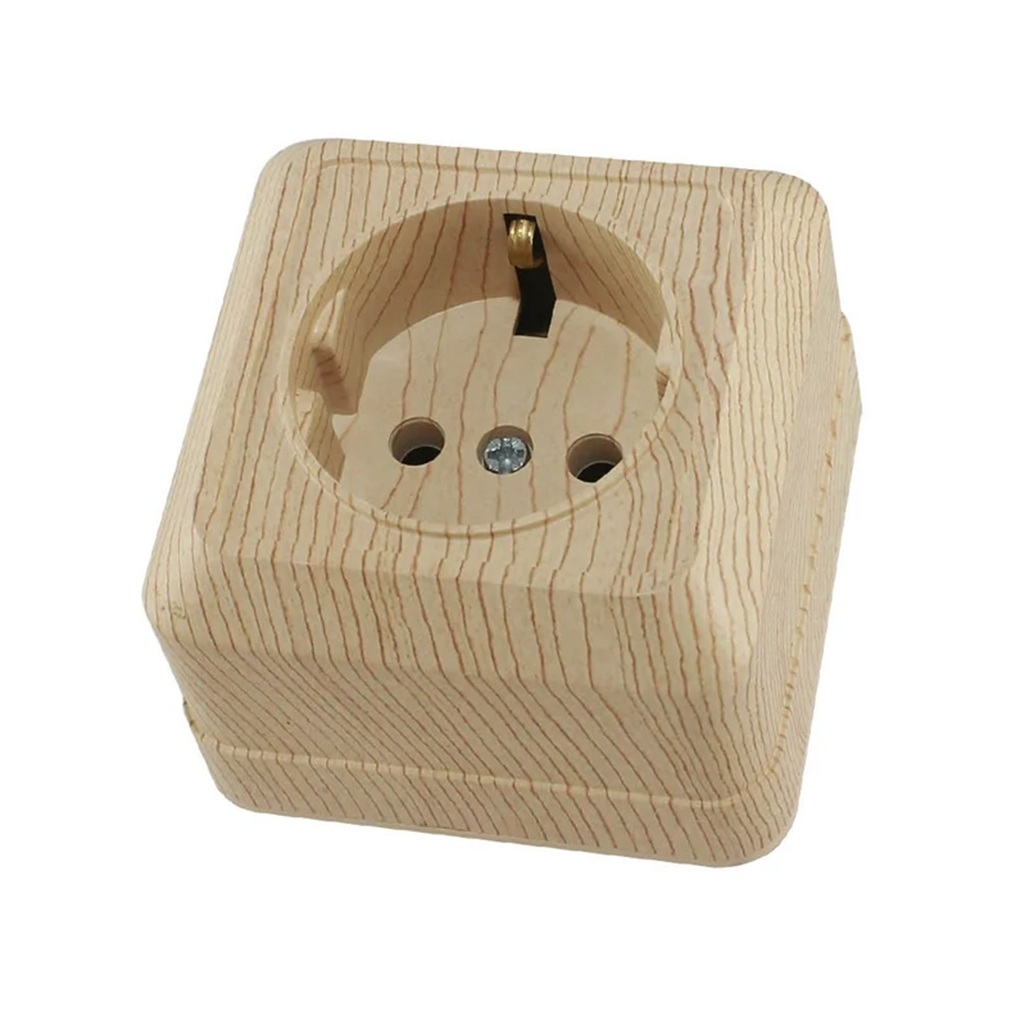 Розетка 1-местная TDM Electric Ладога SQ1801-0050 с заземлением, накладная, сосна