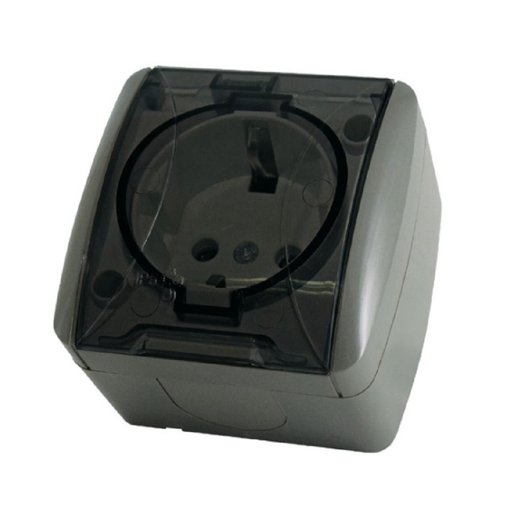 Розетка 1-местная Селигер TDM SQ1818-0107, с заземлением, накладная, серая