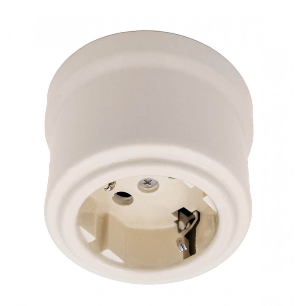 Розетка 1-местная Bironi Лизетта B1-101-04, керамика, с заземлением, накладная, песочное золото