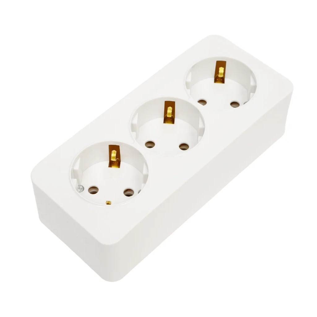 Розетка 3-местная Stekker Cофия 49306 с заземлением, накладная, белая