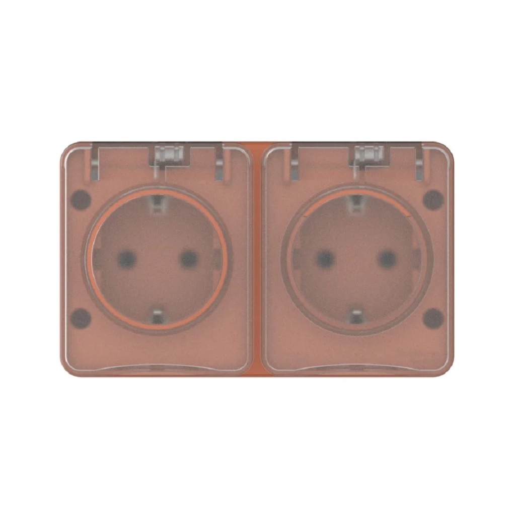 Розетка 2-местная Systeme Electric AtlasDesign Profi ATN547026 с заземлением, накладная, терракотовый