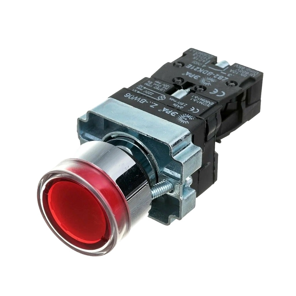 Кнопка управления IEK Karat BBT50-BW-K04, LAY5-BW3461 1НО, быстросъемная головка, с подсветкой, красная