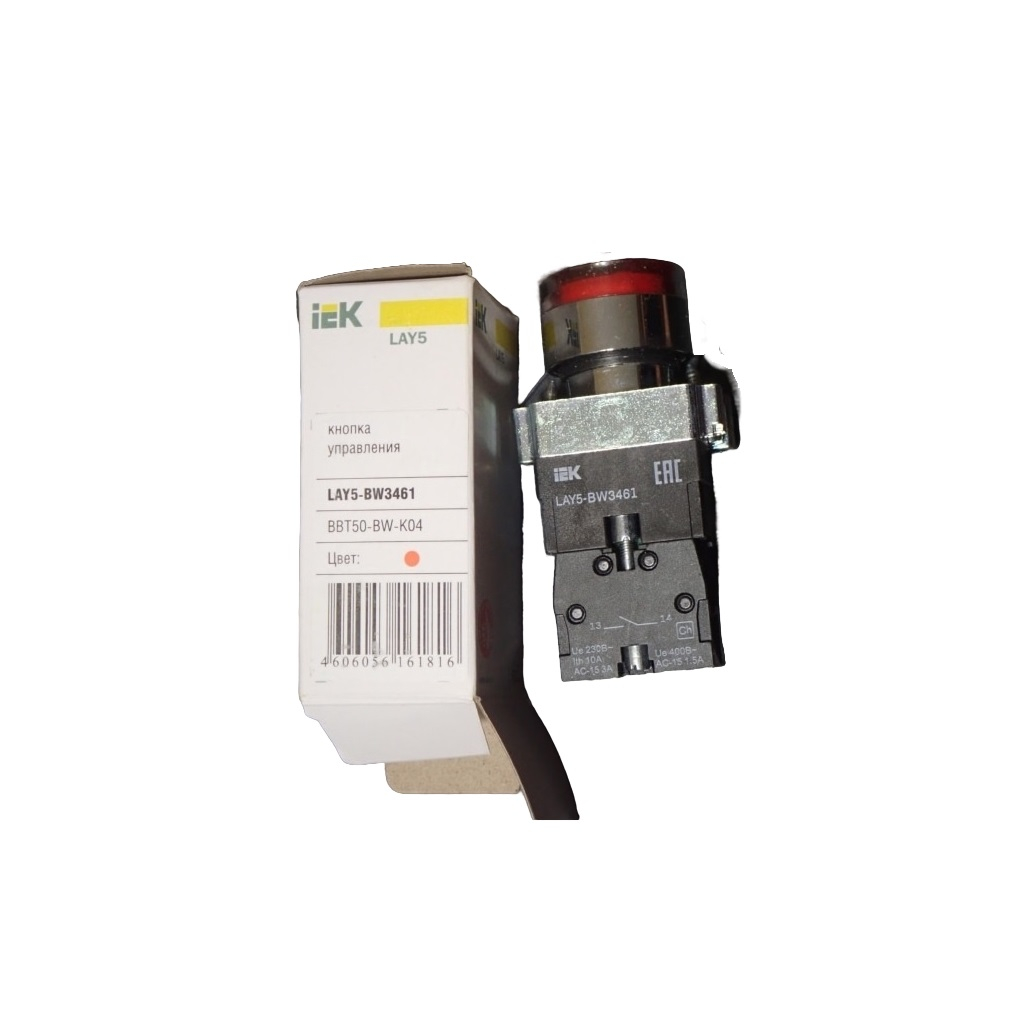 Кнопка управления IEK Karat BBT50-BW-K04, LAY5-BW3461 1НО, быстросъемная головка, с подсветкой, красная