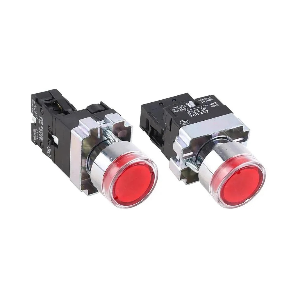 Кнопка управления IEK Karat BBT50-BW-K04, LAY5-BW3461 1НО, быстросъемная головка, с подсветкой, красная