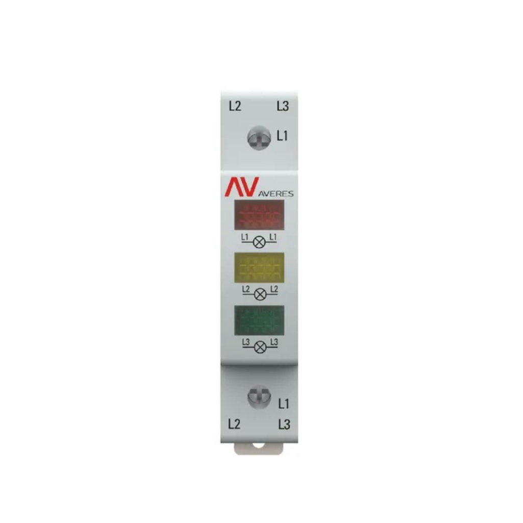 Индикатор напряжения EKF AV-L av-l-3ph-averes, трехфазный, 260 В, IP20, светодиод