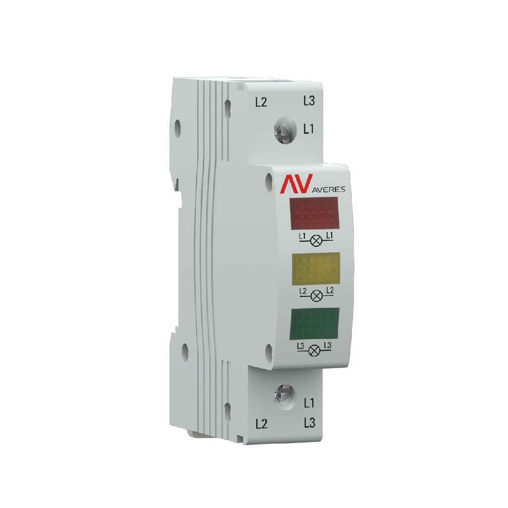 Индикатор напряжения EKF AV-L av-l-3ph-averes, трехфазный, 260 В, IP20, светодиод