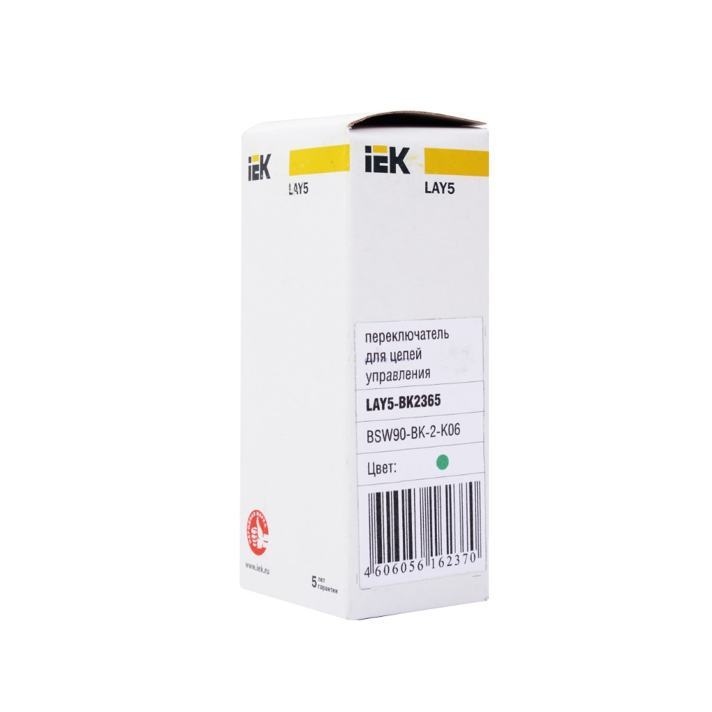 Переключатель для цепей управления IEK Karat LAY5-BK2365 BSW90-BK-2-K06, 202620, на 2 положения, 1НО+1НЗ, зеленый