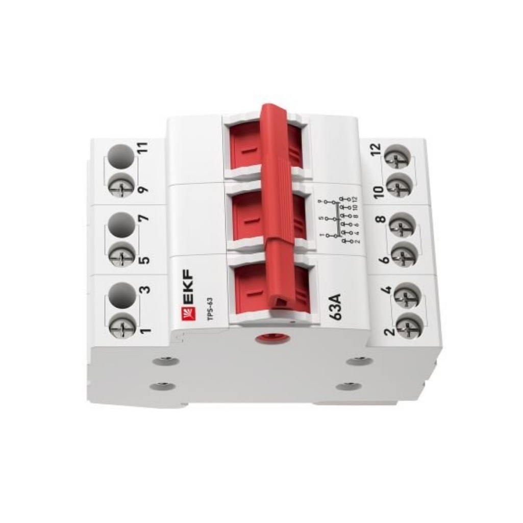 Переключатель трехпозиционный EKF PROxima ТПС-63 TPS363 3P 63А модульный