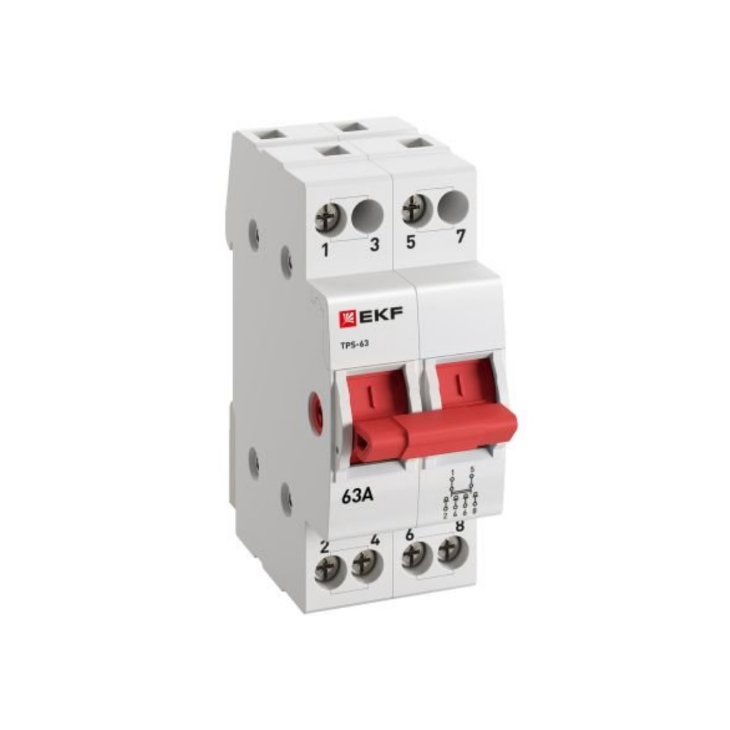 Переключатель трехпозиционный EKF PROxima ТПС-63 TPS263 2P 63А 400В  модульный