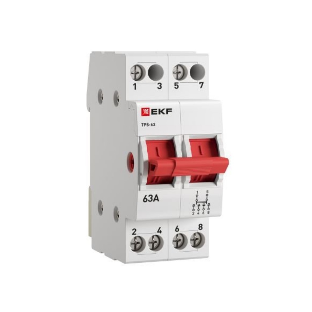 Переключатель трехпозиционный EKF PROxima ТПС-63 TPS263 2P 63А 400В  модульный