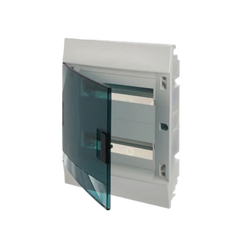 Бокс пластиковый АВВ Mistral, IP41, 24 модуля, встраиваемый, прозрачная бирюзовая дверца