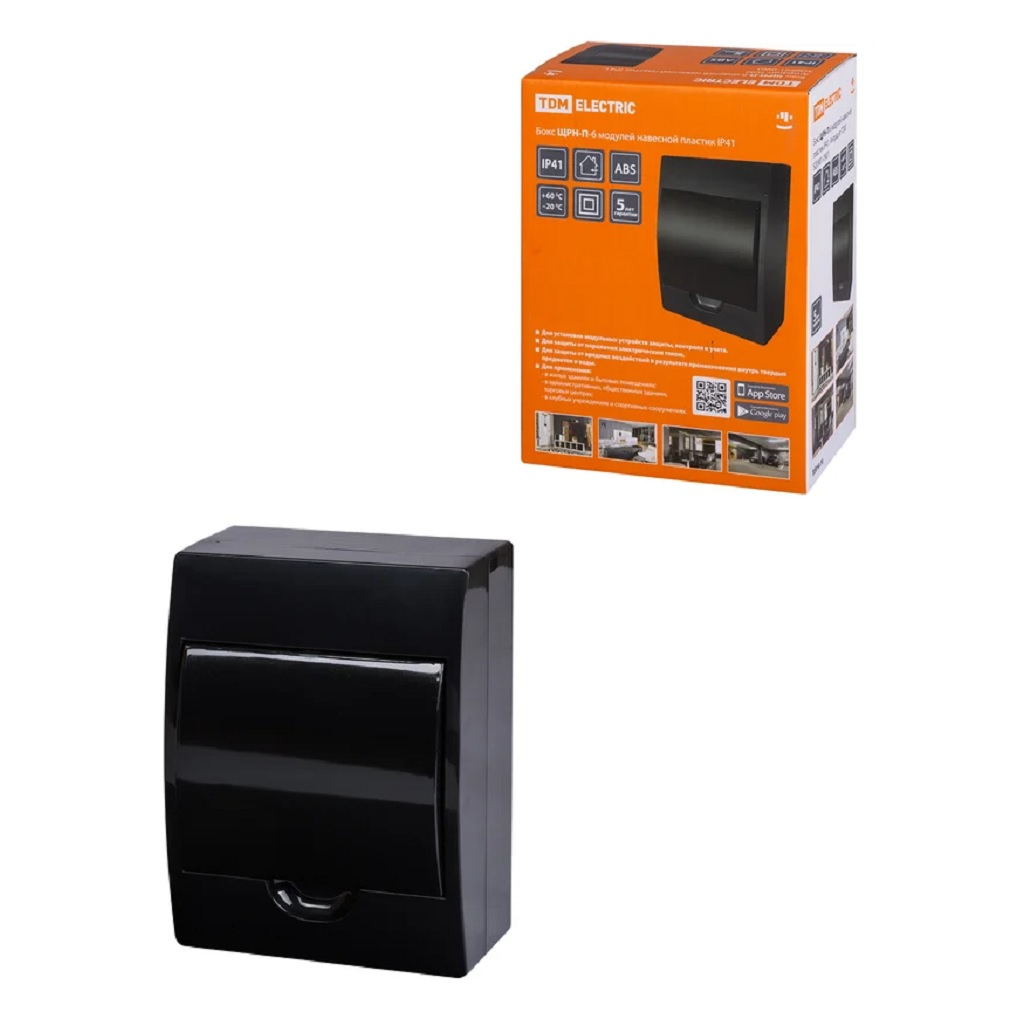 Бокс TDM Electric SQ0901-0901 ЩРН-П-6 модулей, навесной, пластик, IP41, антрацит