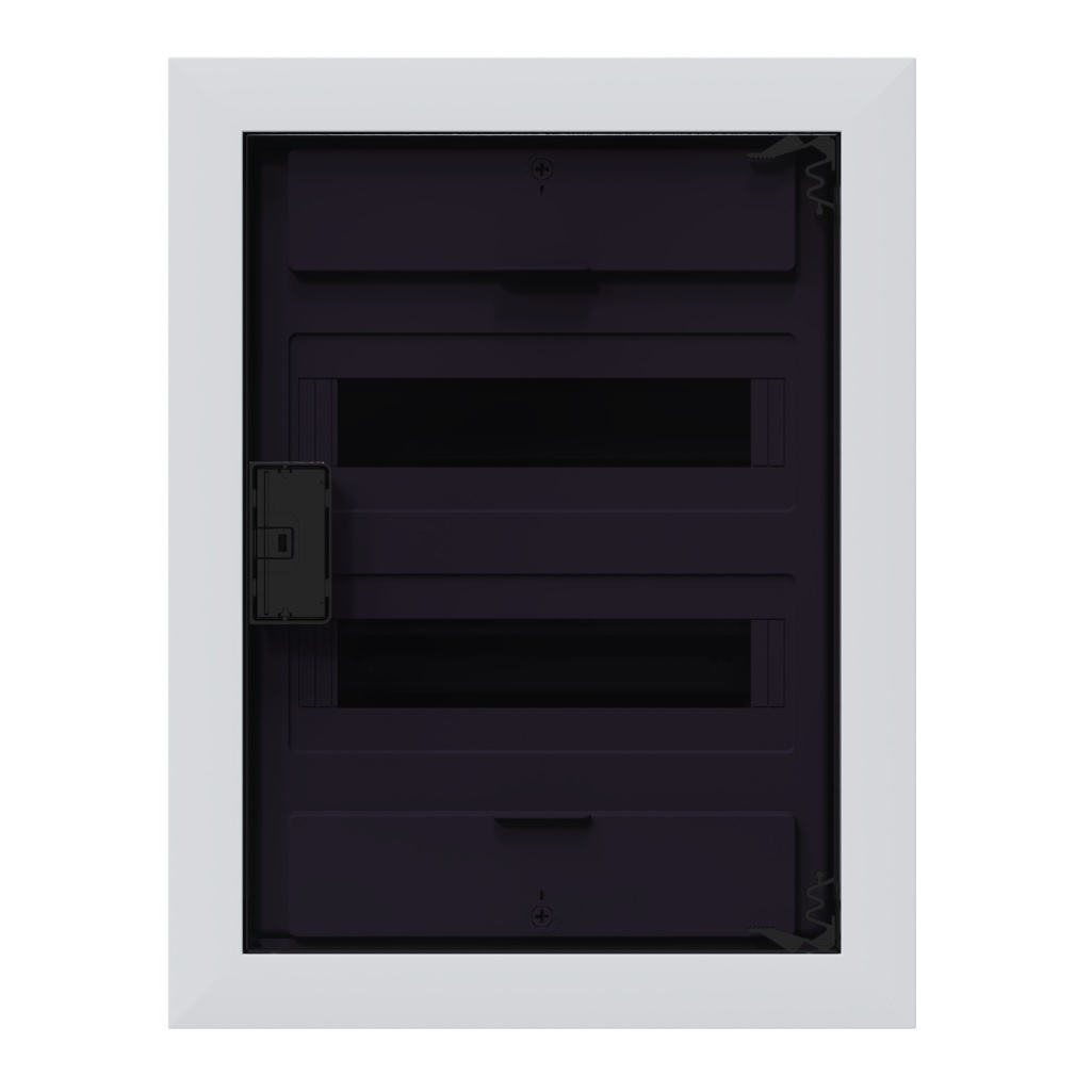 Корпус пластиковый встраиваемый КЭАЗ OptiBox Pro 24-VKR-IP40, 379800, 24 модуля, прозрачная черная дверца