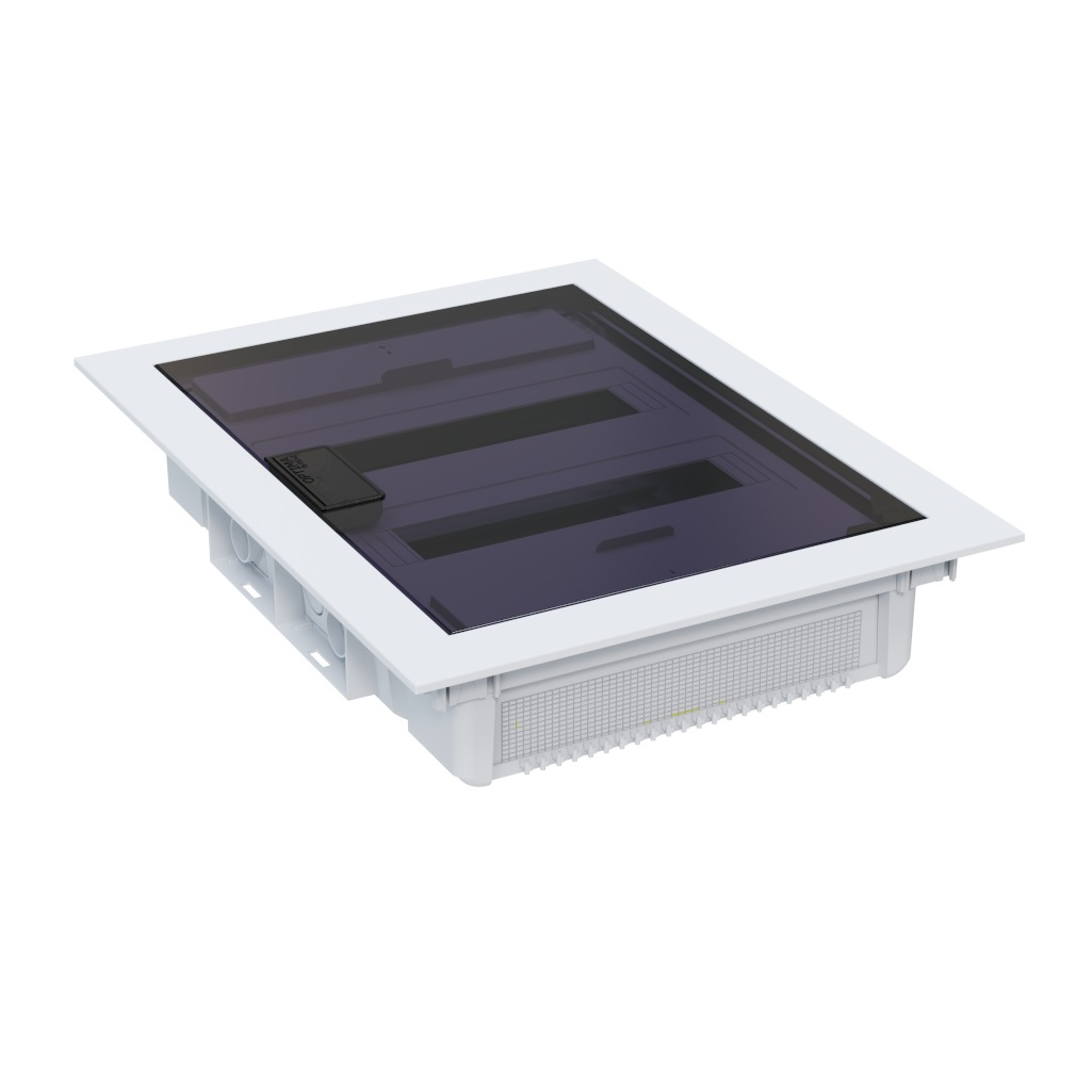 Корпус пластиковый встраиваемый КЭАЗ OptiBox Pro 24-VKR-IP40, 379800, 24 модуля, прозрачная черная дверца