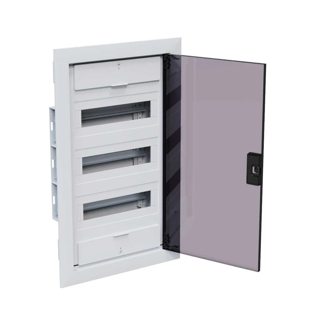 Корпус пластиковый встраиваемый КЭАЗ OptiBox Pro 36-VKR-IP40, 379800, 36 модулей, прозрачная черная дверца