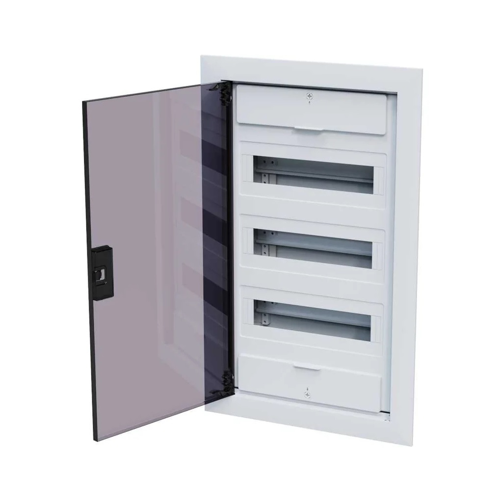 Корпус пластиковый встраиваемый КЭАЗ OptiBox Pro 36-VKR-IP40, 379800, 36 модулей, прозрачная черная дверца