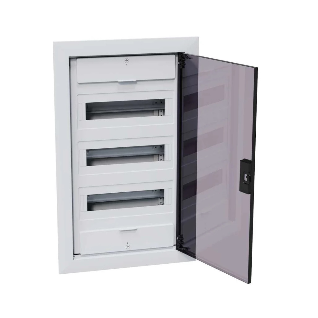 Корпус пластиковый встраиваемый КЭАЗ OptiBox Pro 36-VKR-IP40, 379800, 36 модулей, прозрачная черная дверца