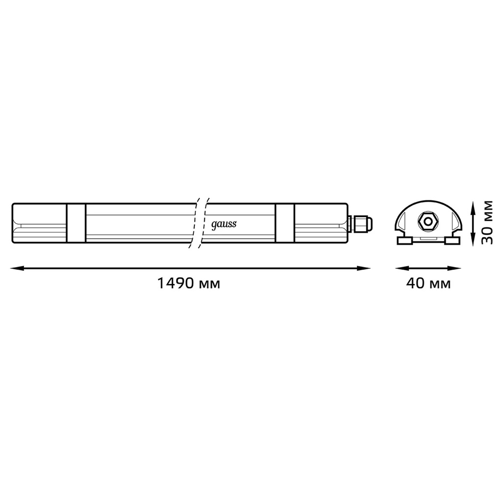 Светильник светодиодный Gauss 143426245, 45 Вт, линейный, 4000К, IP65, белый матовый, 30х40х1490 мм