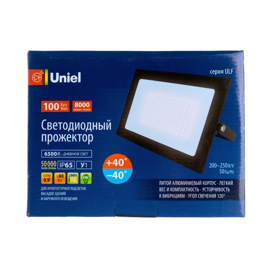 Прожектор светодиодный Uniel ULF-F21, UL-00007367, 100W, 6500K, IP65, черный